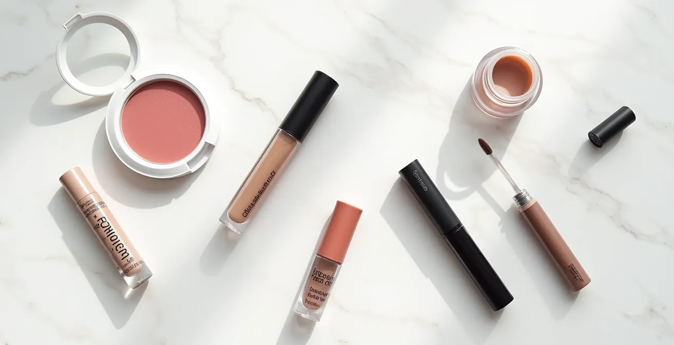 Minimalistische Produktauswahl für schnelles natürliches Make-up