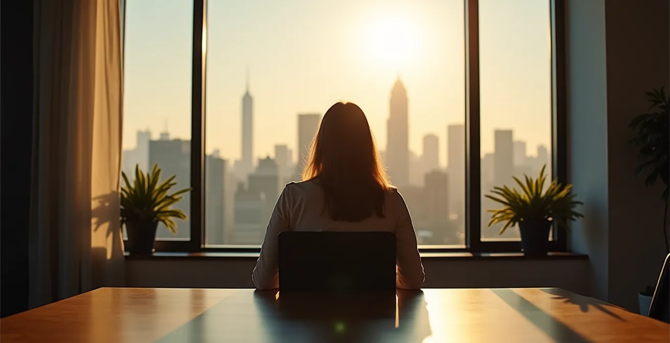 Moderne Büroumgebung mit natürlichem Sonnenschutz