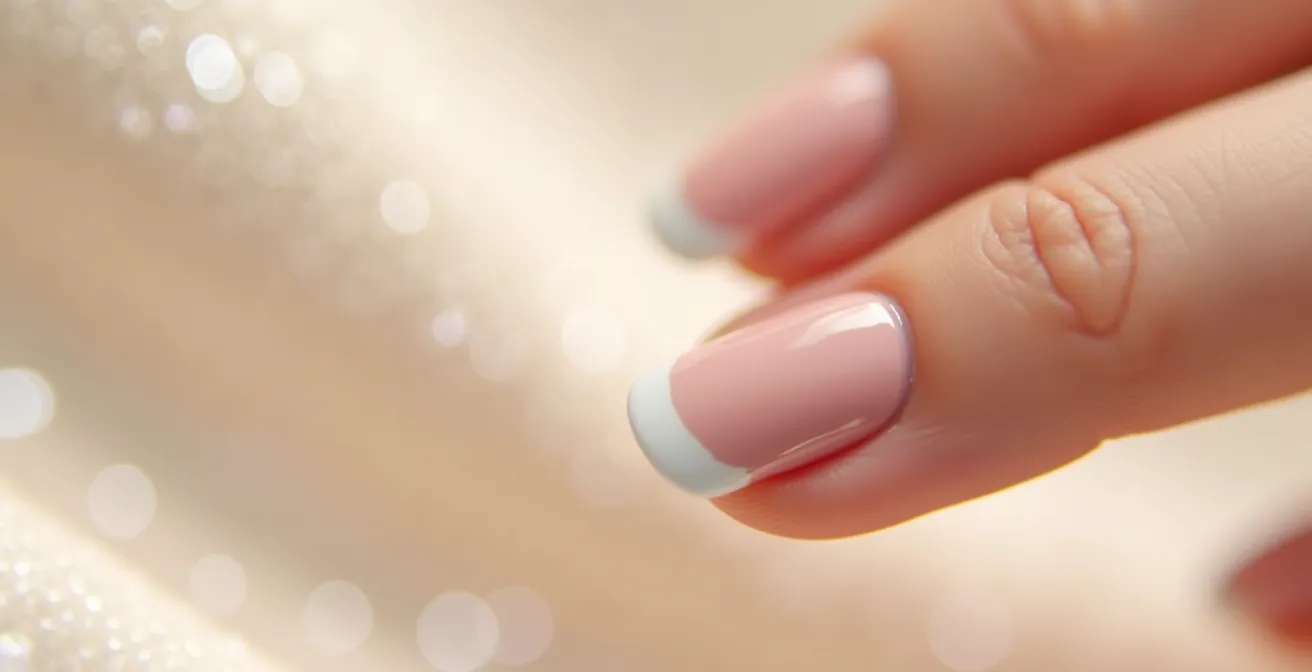 Moderne French Manicure mit perfekter Smile-Line in Nahaufnahme