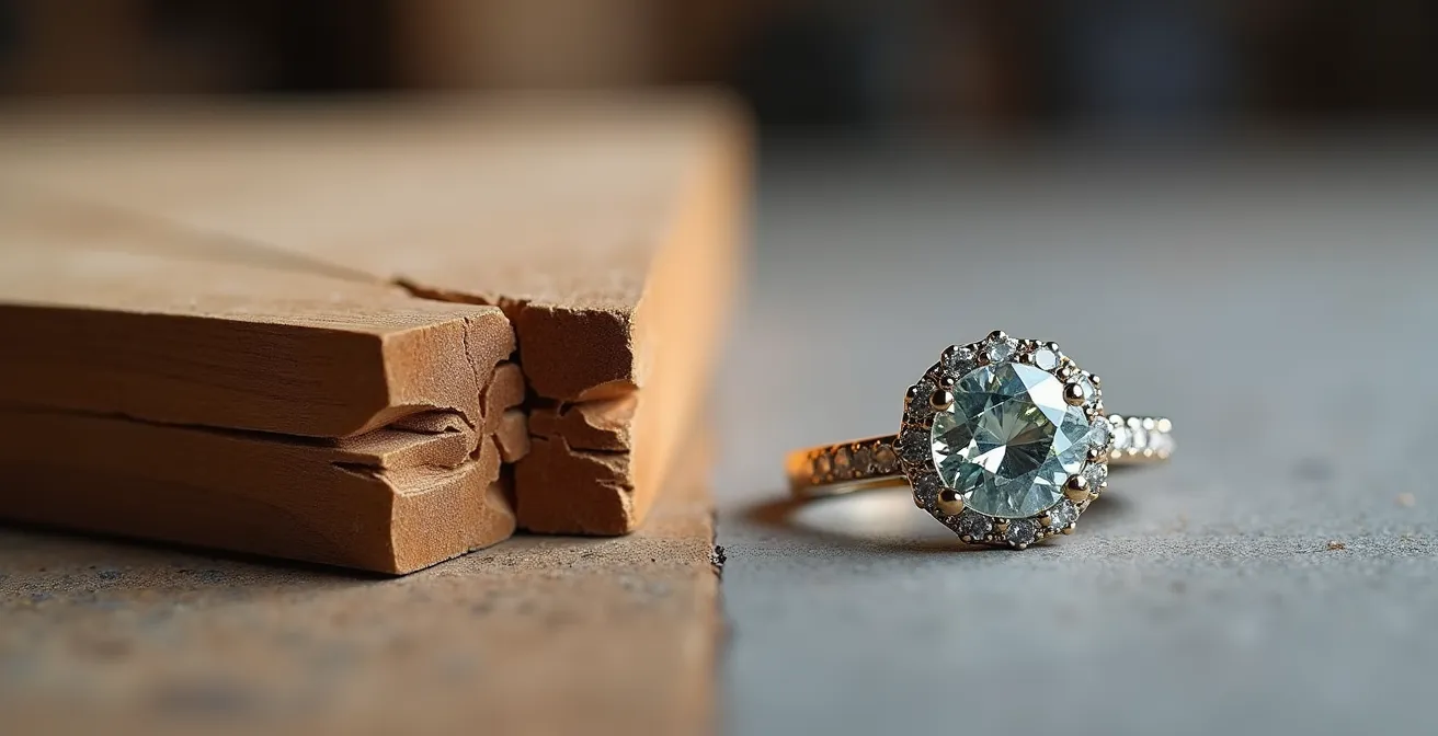 Symbolischer Vergleich zwischen hochwertigem und mangelhaftem Handwerk