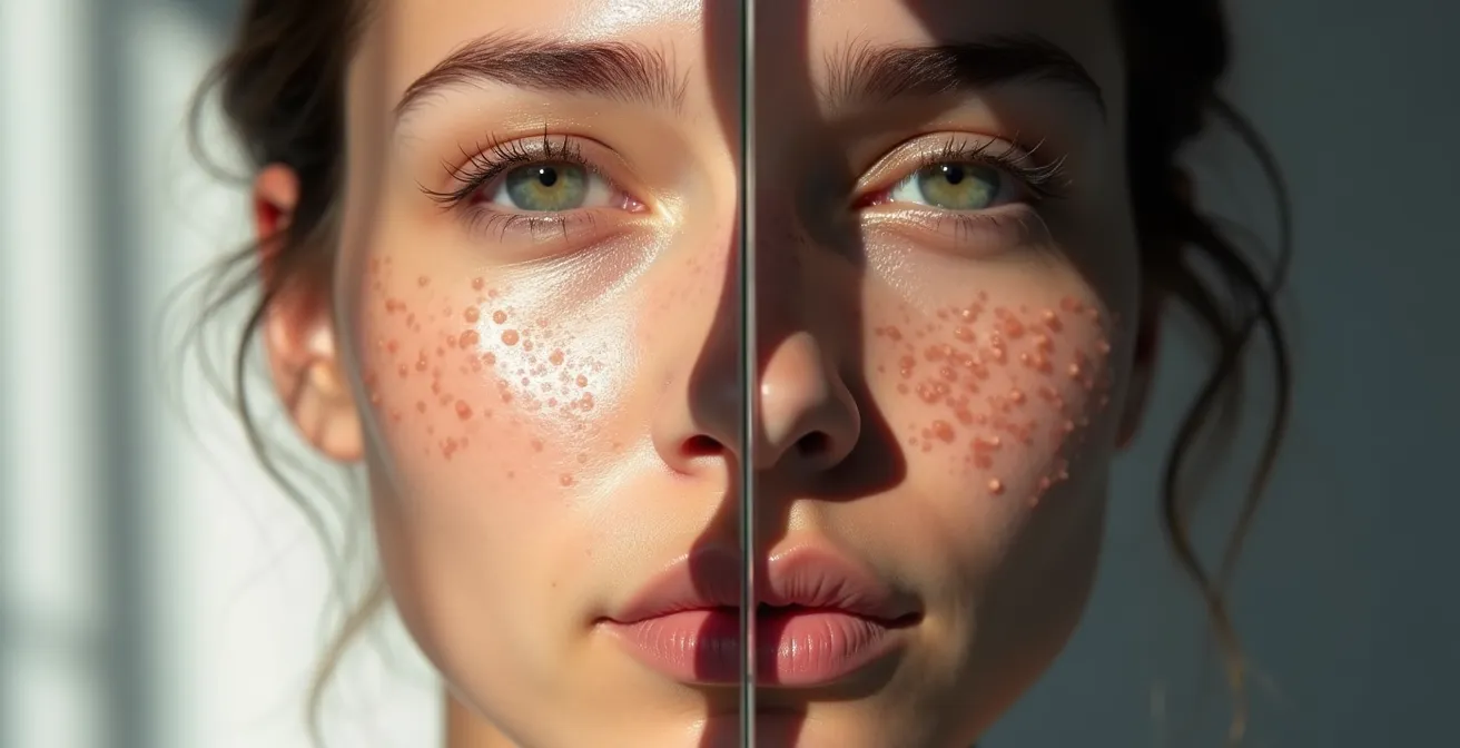 Symbolische Darstellung von Hautüberpflegung und deren Folgen