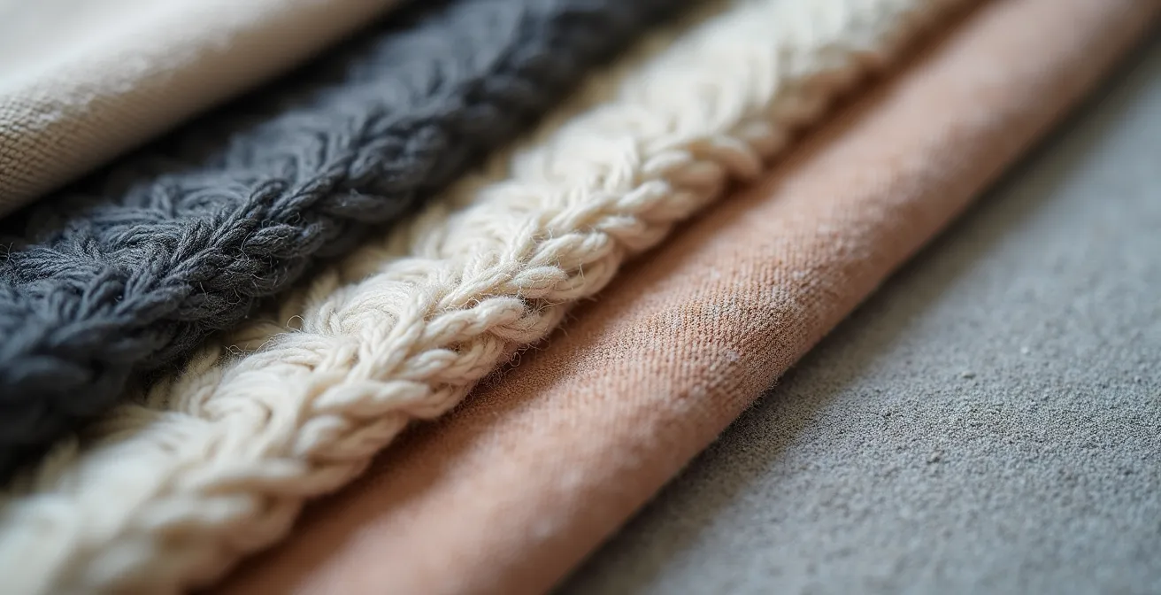 Nahaufnahme hochwertiger Materialien von Socken und Unterwäsche