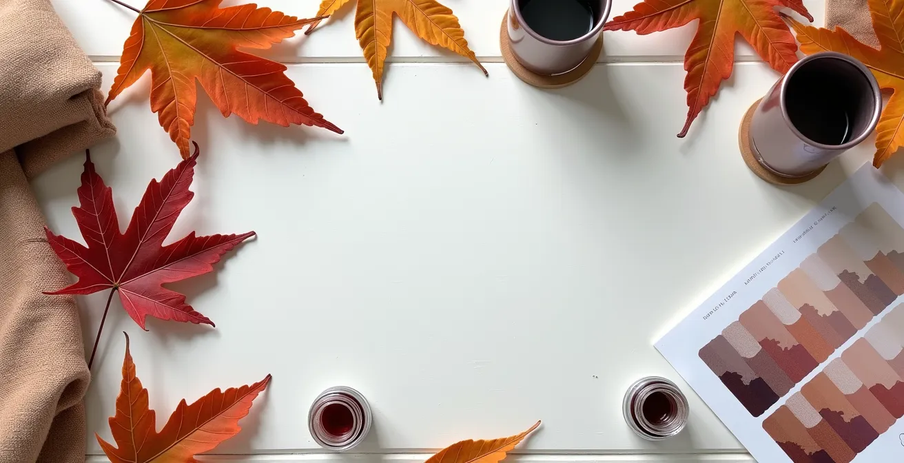 Arbeitsplatz mit Moodboard, Farbpaletten und Nagelkunst-Materialien