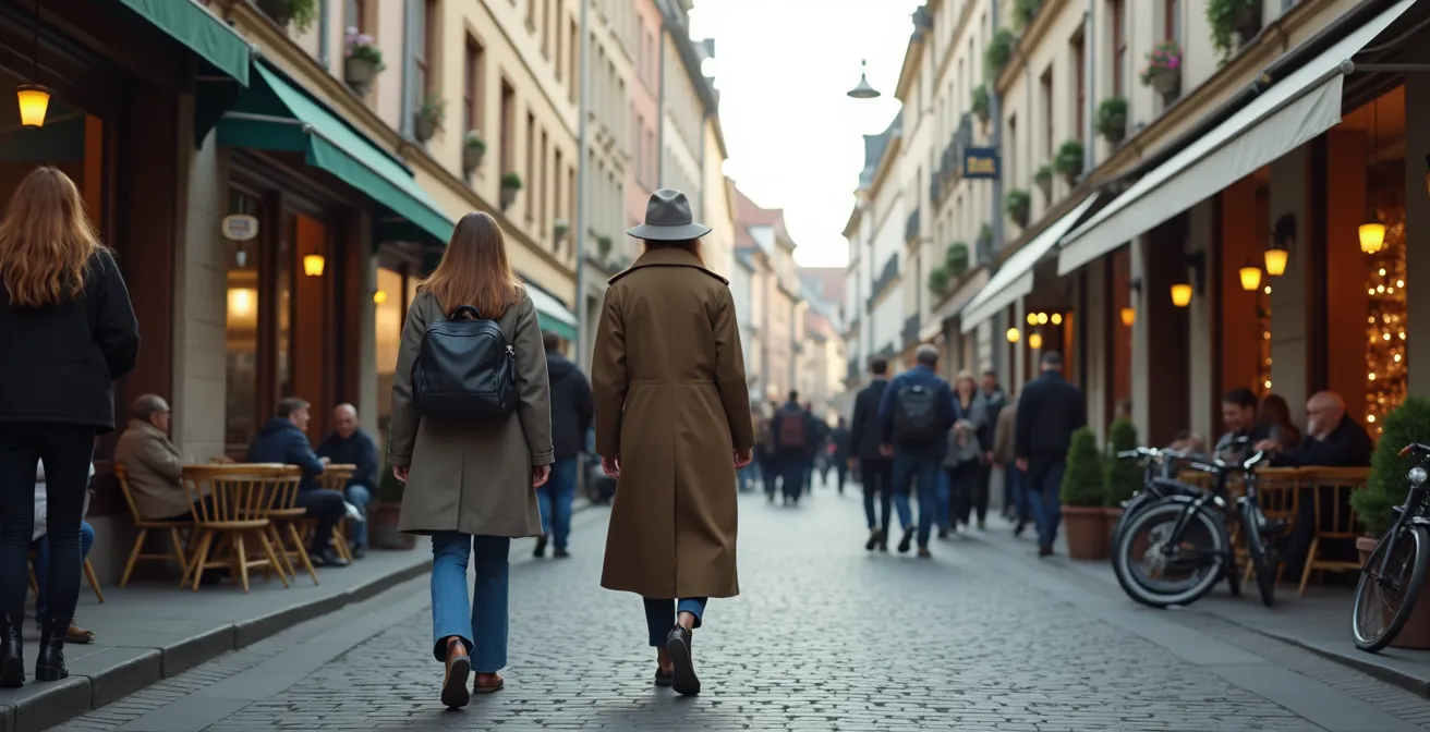 Straßenszene mit verschiedenen Menschen in individuellen Stilen in einer deutschen Stadt