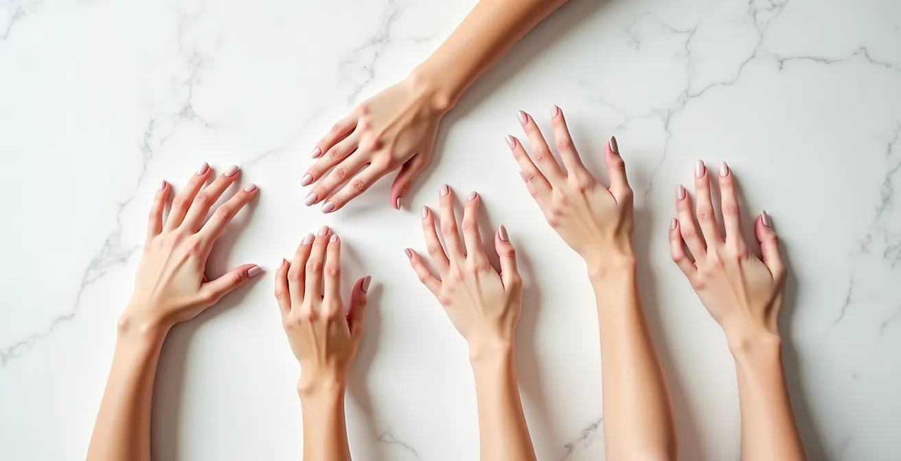 Verschiedene Nagelformen im eleganten Vergleich auf gepflegten Händen