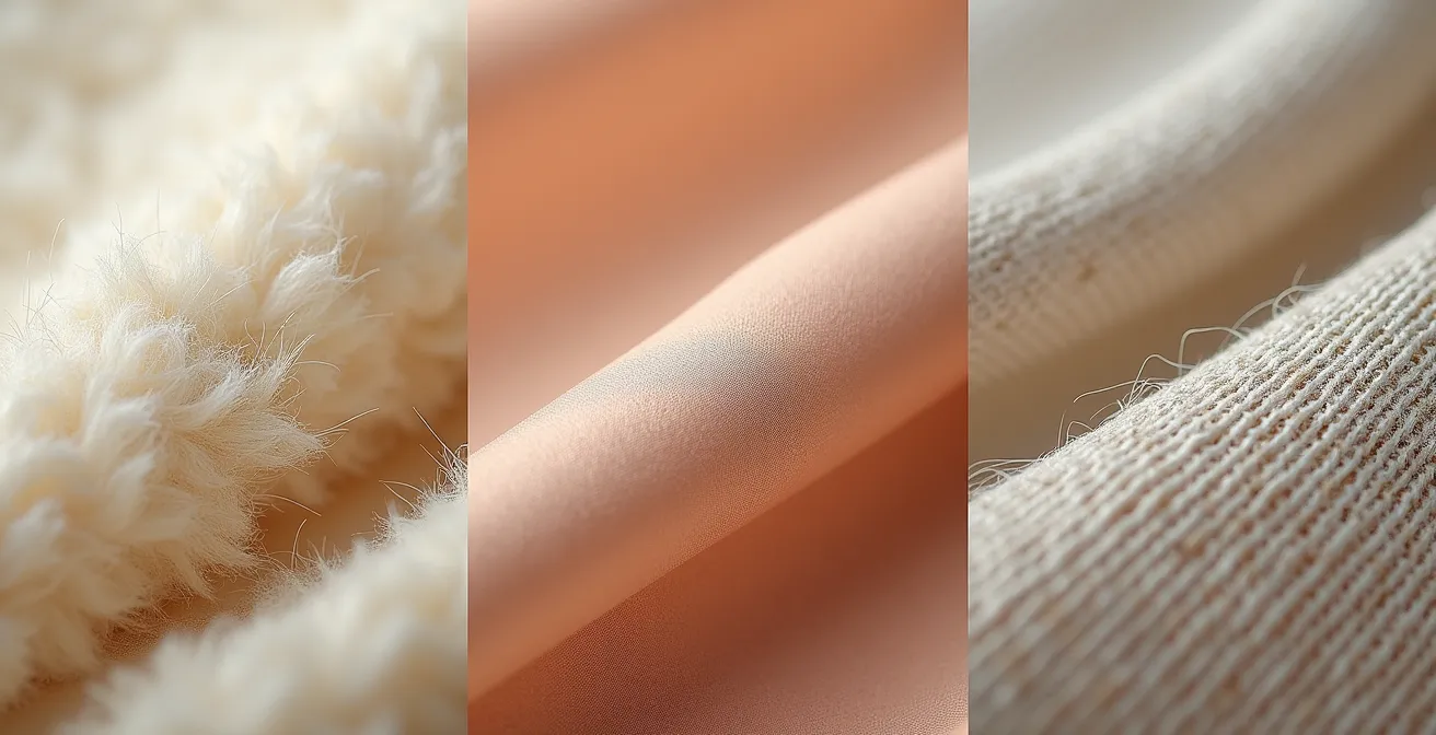 Makroaufnahme verschiedener Naturfaser-Texturen nebeneinander