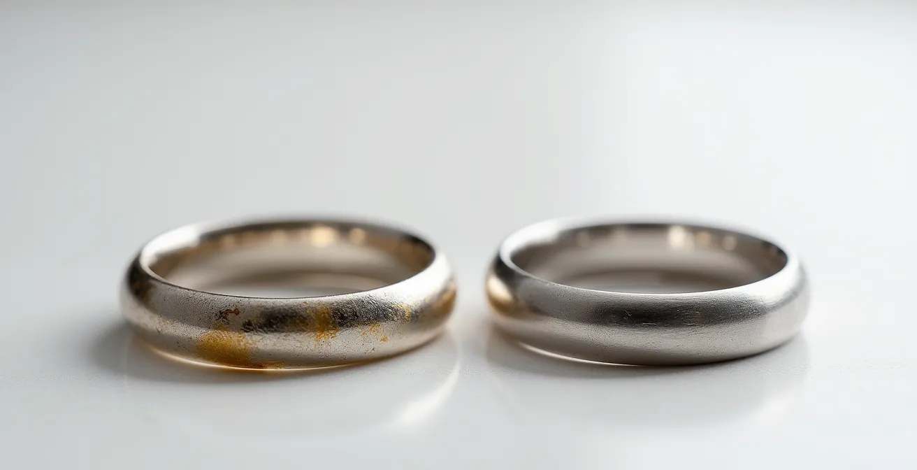 Platinring und Weißgoldring im direkten Vergleich nach Jahren der Nutzung